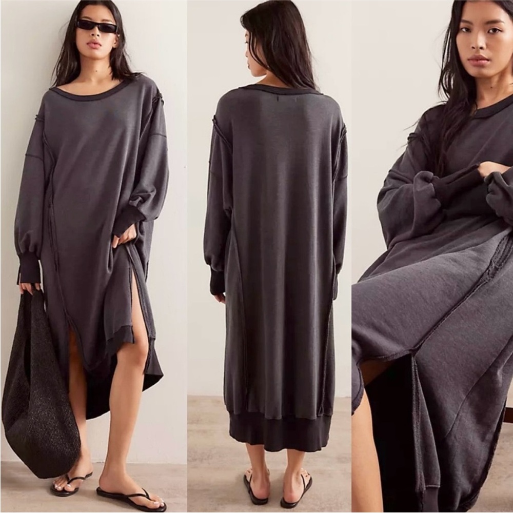 Free People sz M We the Free Camden Sweatshirt Dress Oversized Terry